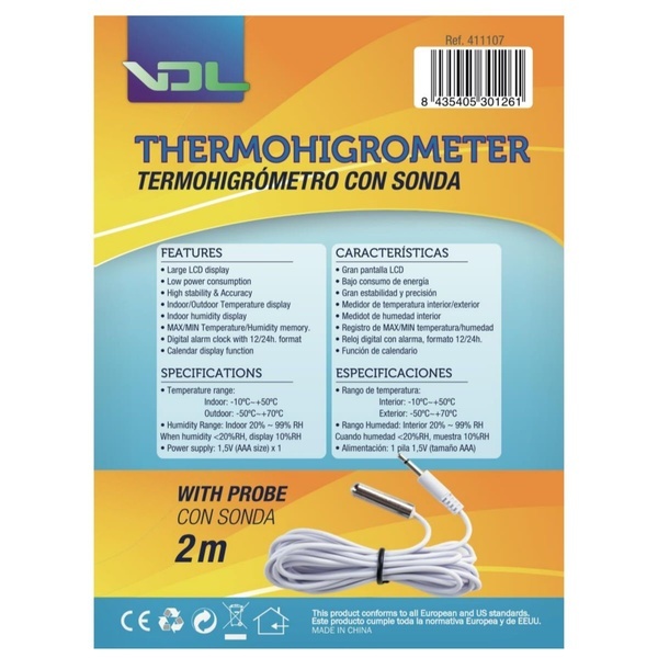 Large Screen Thermo-Hygrometer (VDL)