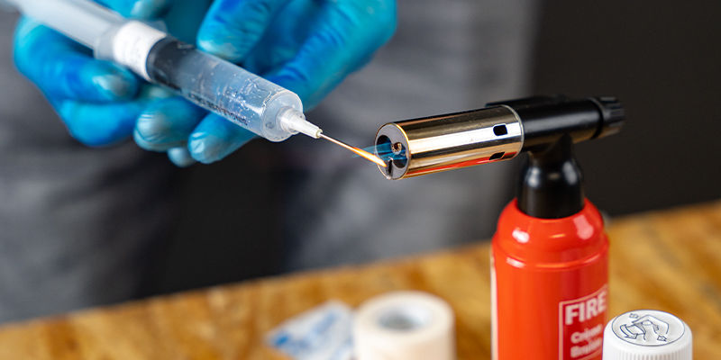 Sterilise The Needle Of Your Spore Syringe With A Flame Sterilise the needle of your spore syringe with a flame