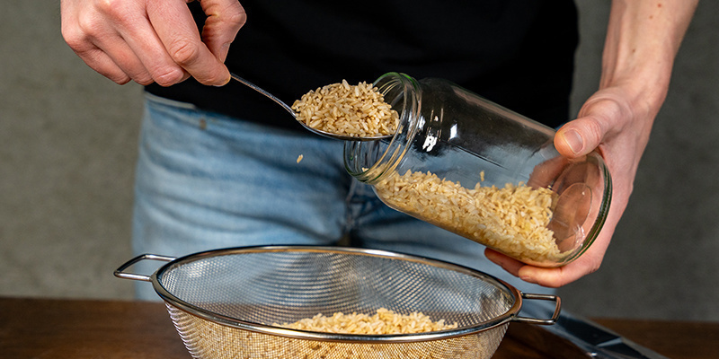 Fill glass jars or spawn bags with the grain of your choice