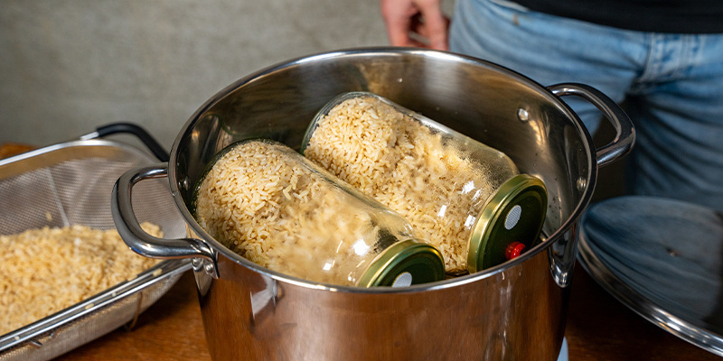 Place the jars atop a steel rack inside a pressure cooker