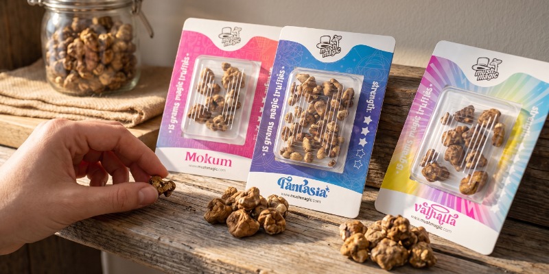 Our magic truffle varieties, from mildest to strongest