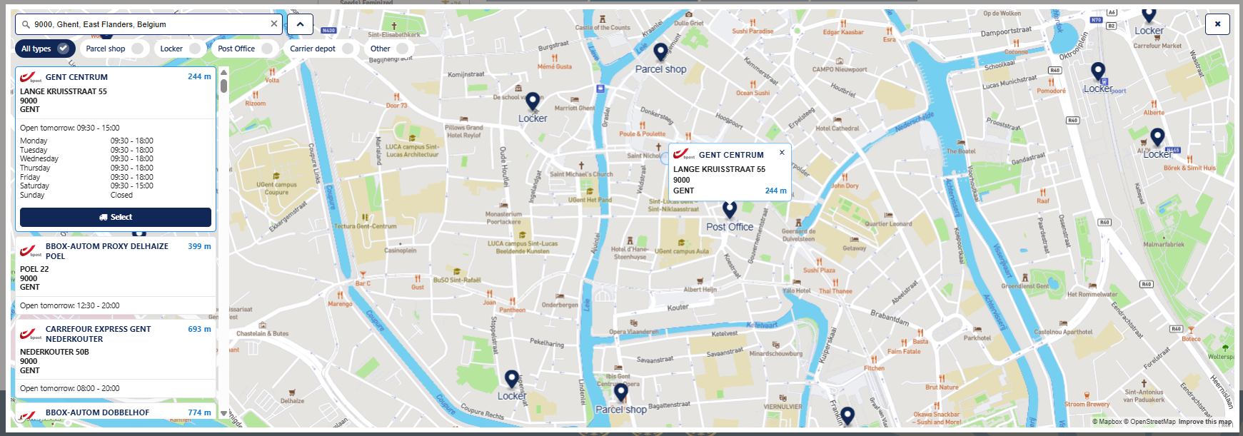 Select Your Pick Up Location