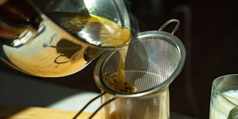 Strain The Mixture Through Your Tea Strainer
